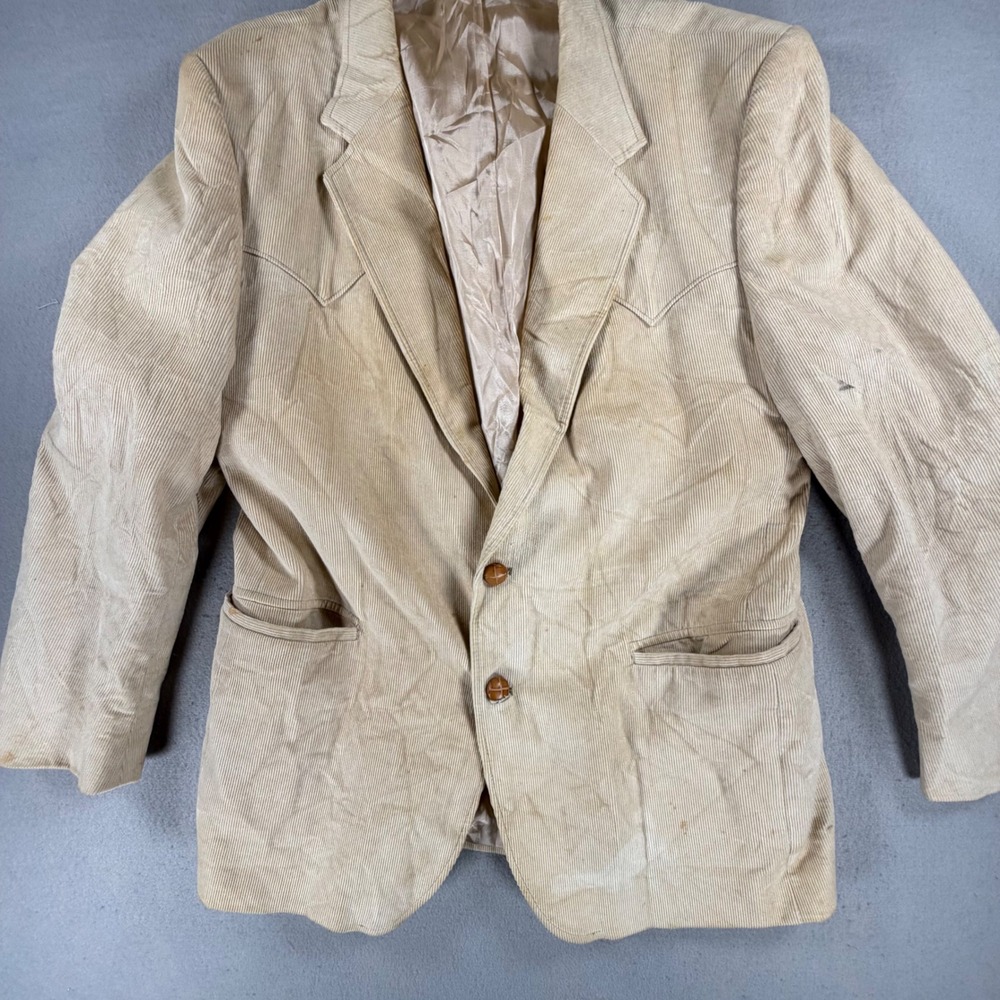 Brad Whitney Men's Large Cream Tan Corduroy Blazer 100% Cotton Sport Coat Jacket